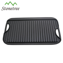 Grilles de barbecue plaque de cuisson réversible à plaque chauffante en fonte avec deux surfaces de grillage